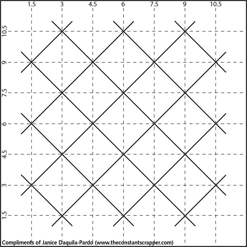 Here's a template for placing the Cathedral Window quilt pieces on your layout.