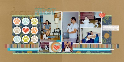 This layout uses products from DCWV, Making Memories, Recollections and Doodlebug. SnoopyCameFirst_Daquila-Pardo